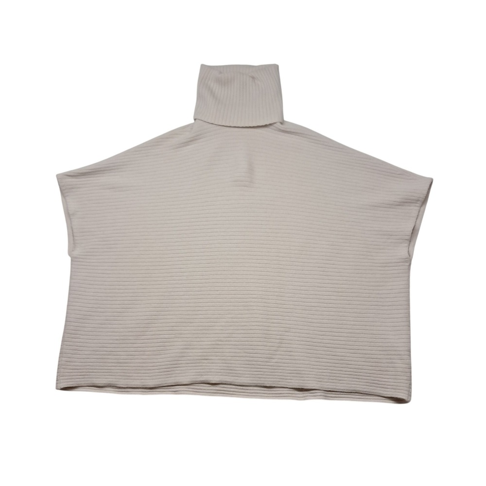 Garnet Hill 100% Cashmere Sweater Cape Womens Small Cream Ribbed Turtleneck